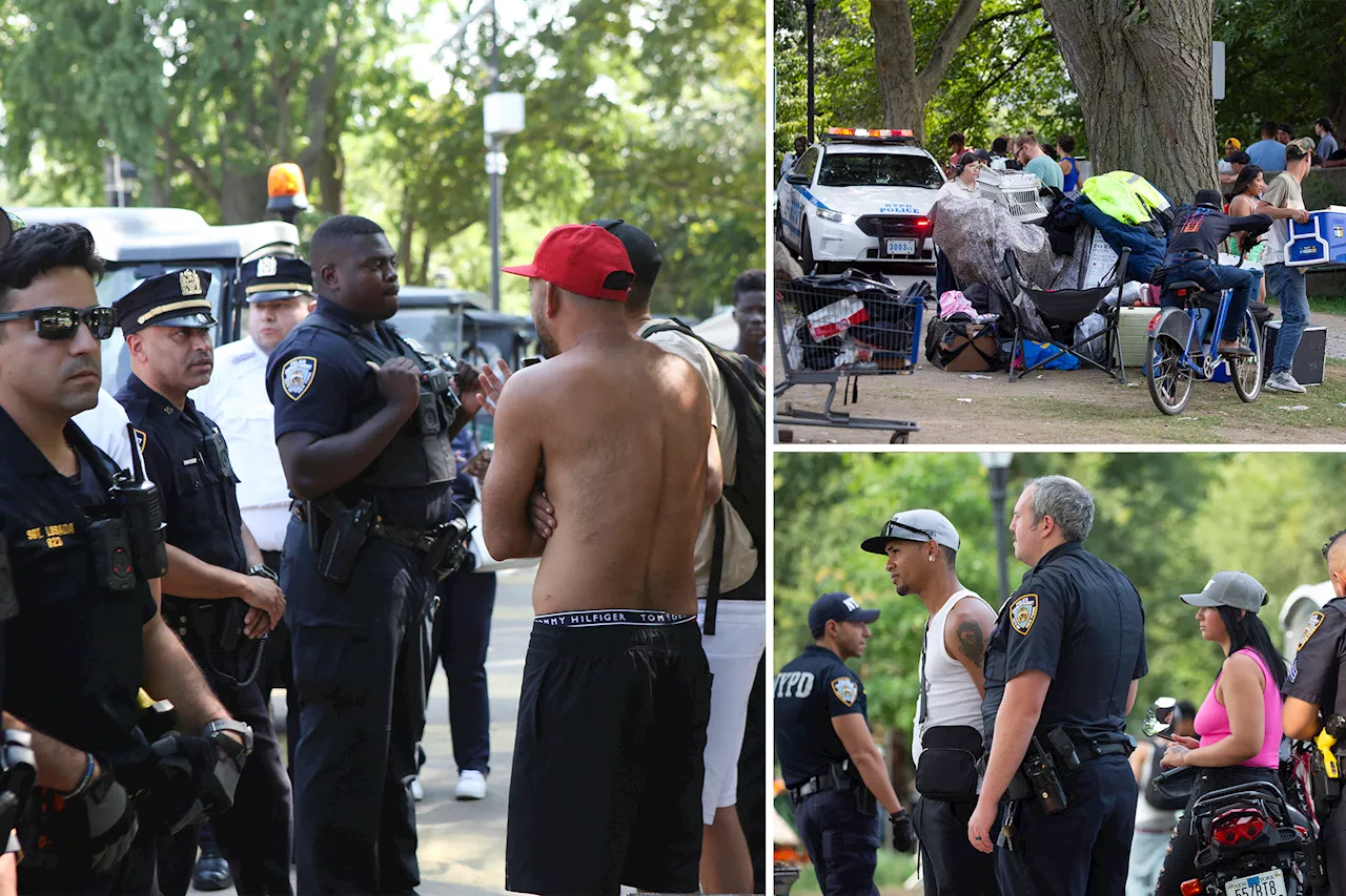 NYPD cops raid rogue migrant encampment on Randall's Island for second day