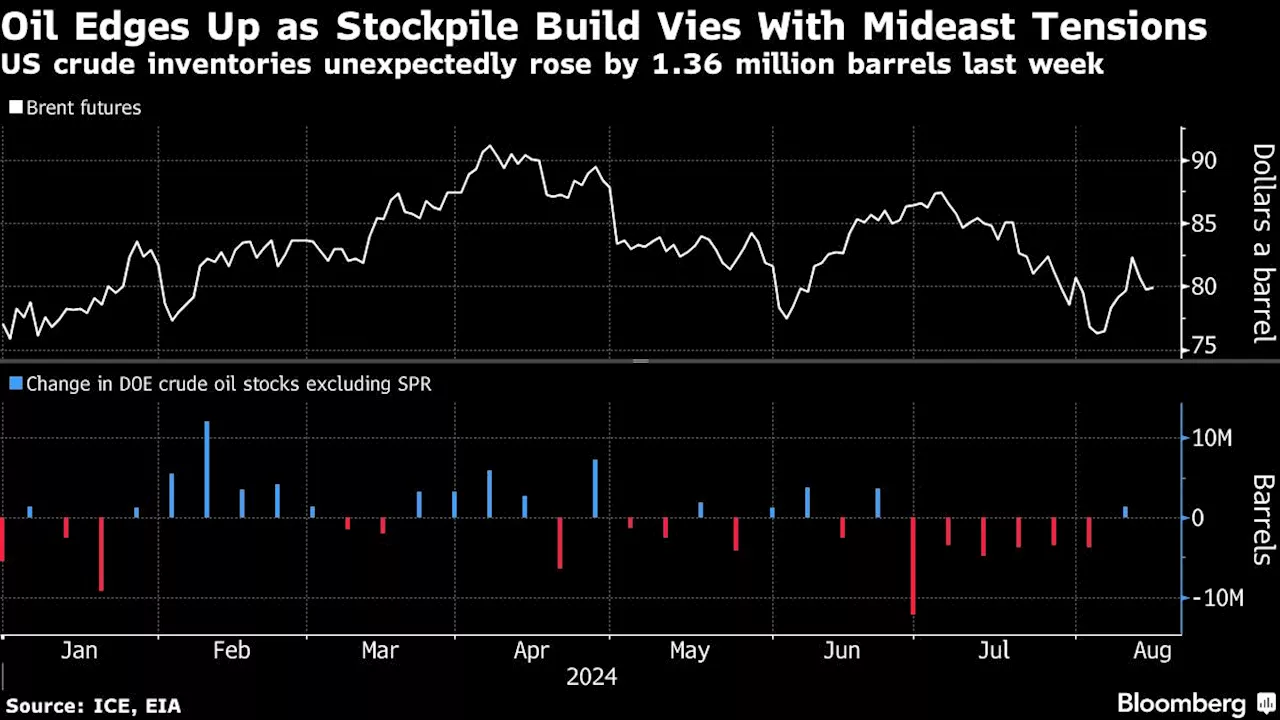 Oil Halts Two-Day Drop as Iran Tensions Vie With Stockpile Build