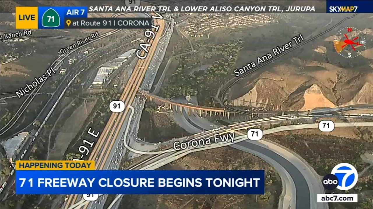 Weekend-long closure of southbound 71 Freeway in Corona scheduled