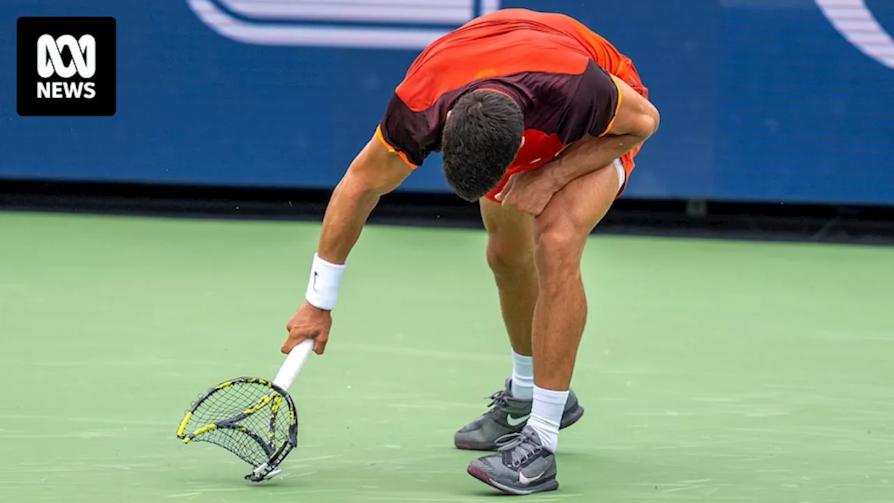 Carlos Alcaraz smashes racquet in shock loss to Gaël Monfils at Cincinnati Open