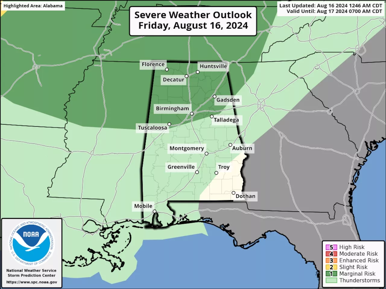 Isolated severe storms possible in Alabama for the next three days