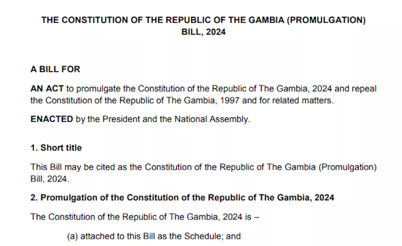 Gambia's Draft Constitution Released for Discussion