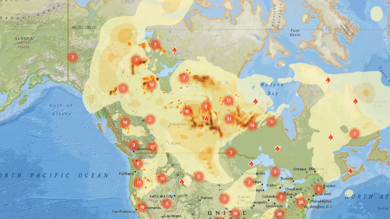 Smoke map shows wildfires impacting nearly all of Canada