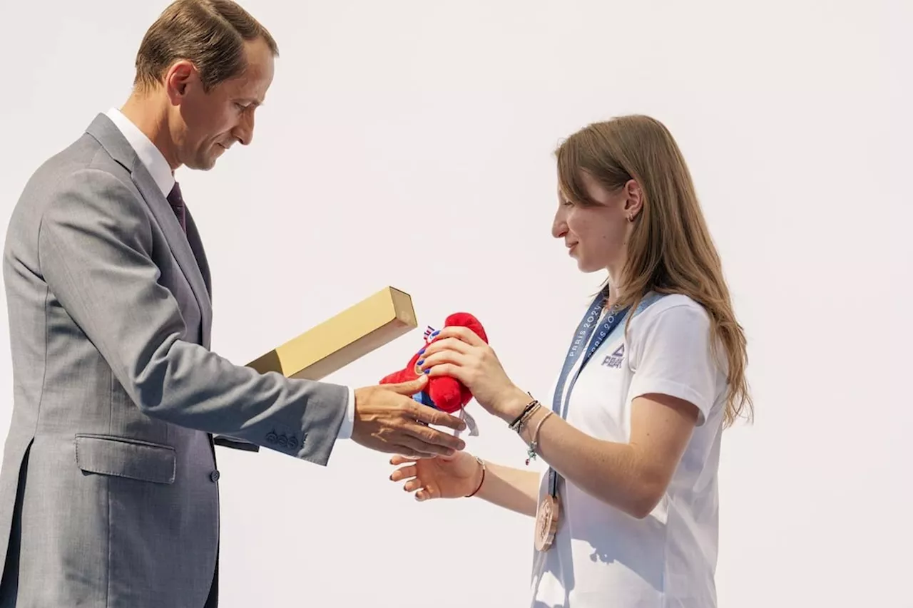 Romanian gymnast Ana Barbosu presented Olympic bronze medal first awarded to American Jordan Chiles