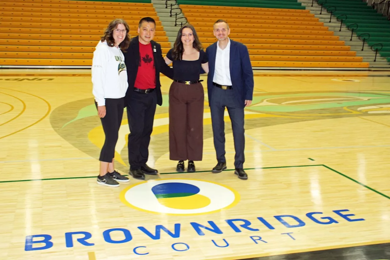 New hardwood court at Northern Sport Centre refects UNBC's commitment to truth and reconcilation