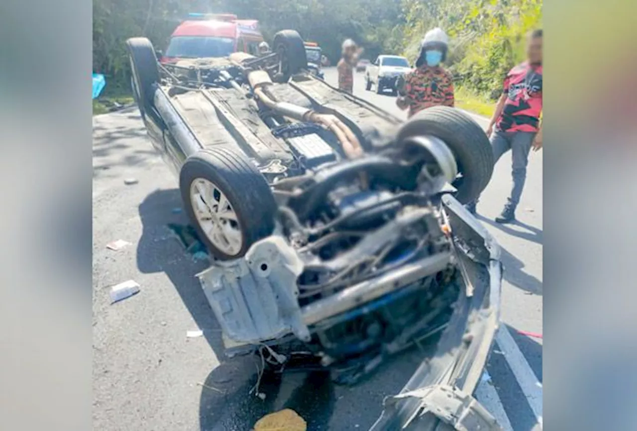 Three injured after vehicle skids and overturns in Keningau district in Sabah