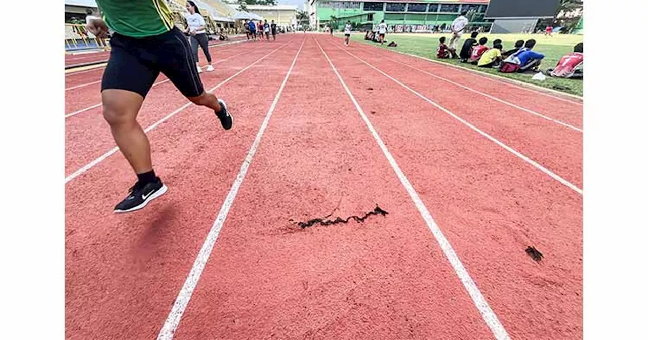 Track oval stays open during rubber repairs