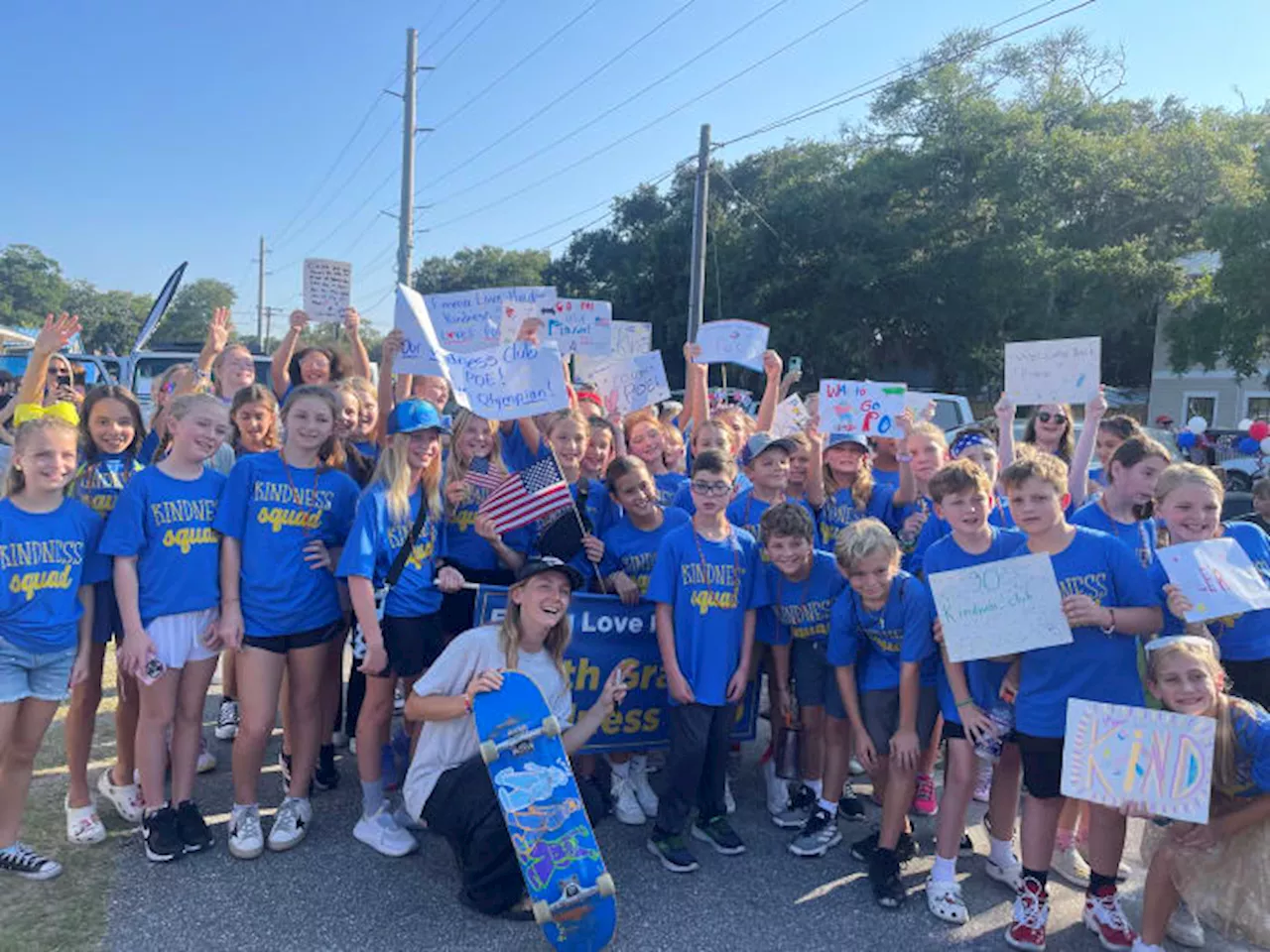 Olympic skateboarder Poe Pinson honored with homecoming parade in Fernandina Beach