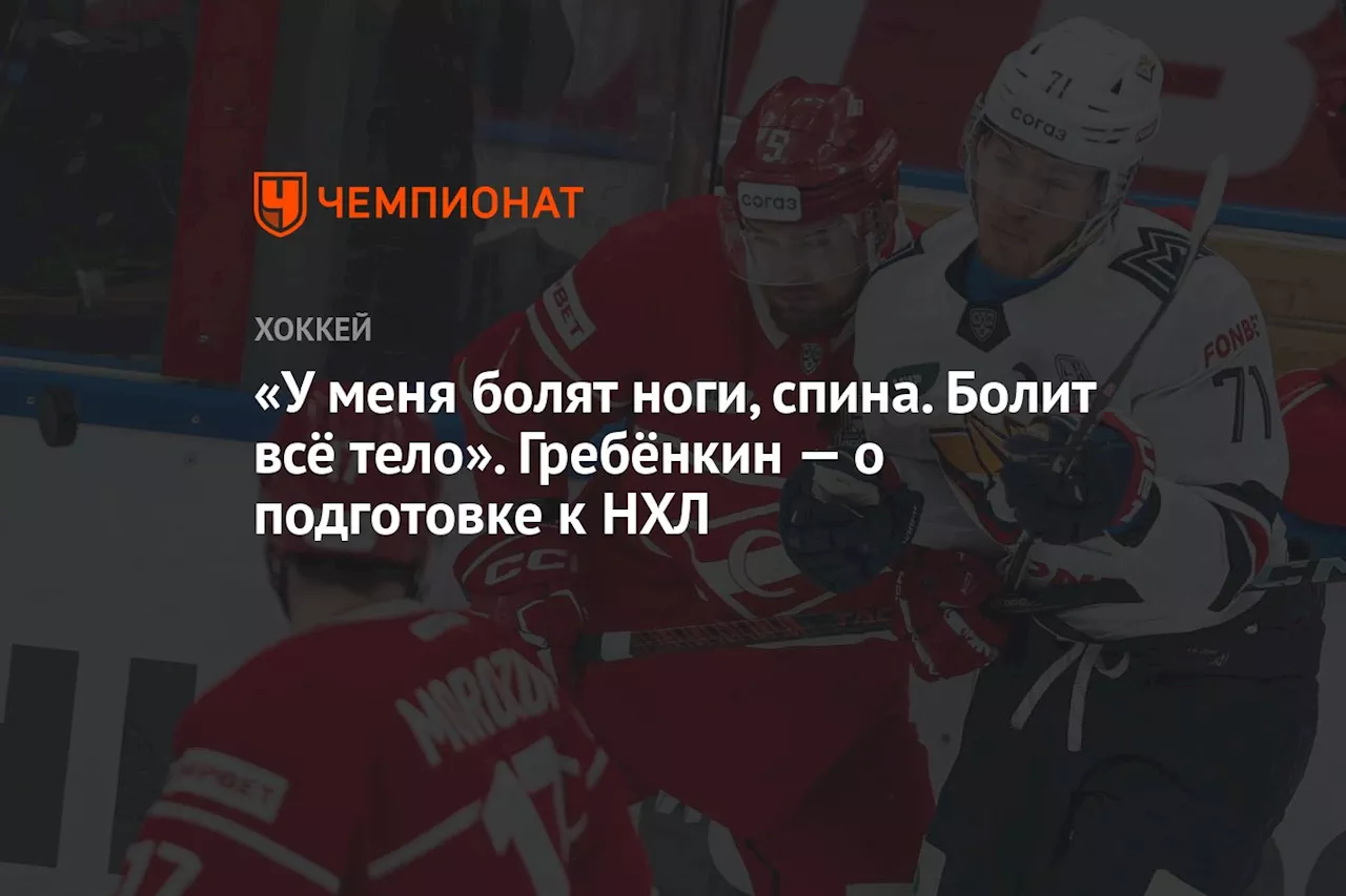 «У меня болят ноги, спина. Болит всё тело». Гребёнкин — о подготовке к НХЛ