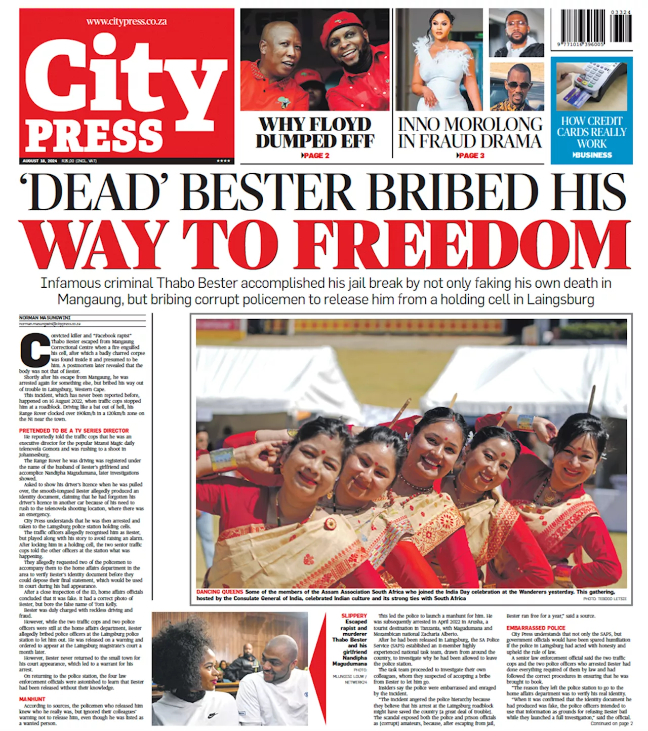 What's in City Press: How Bester bribed his way to freedom, and the real reason Floyd ditched EFF