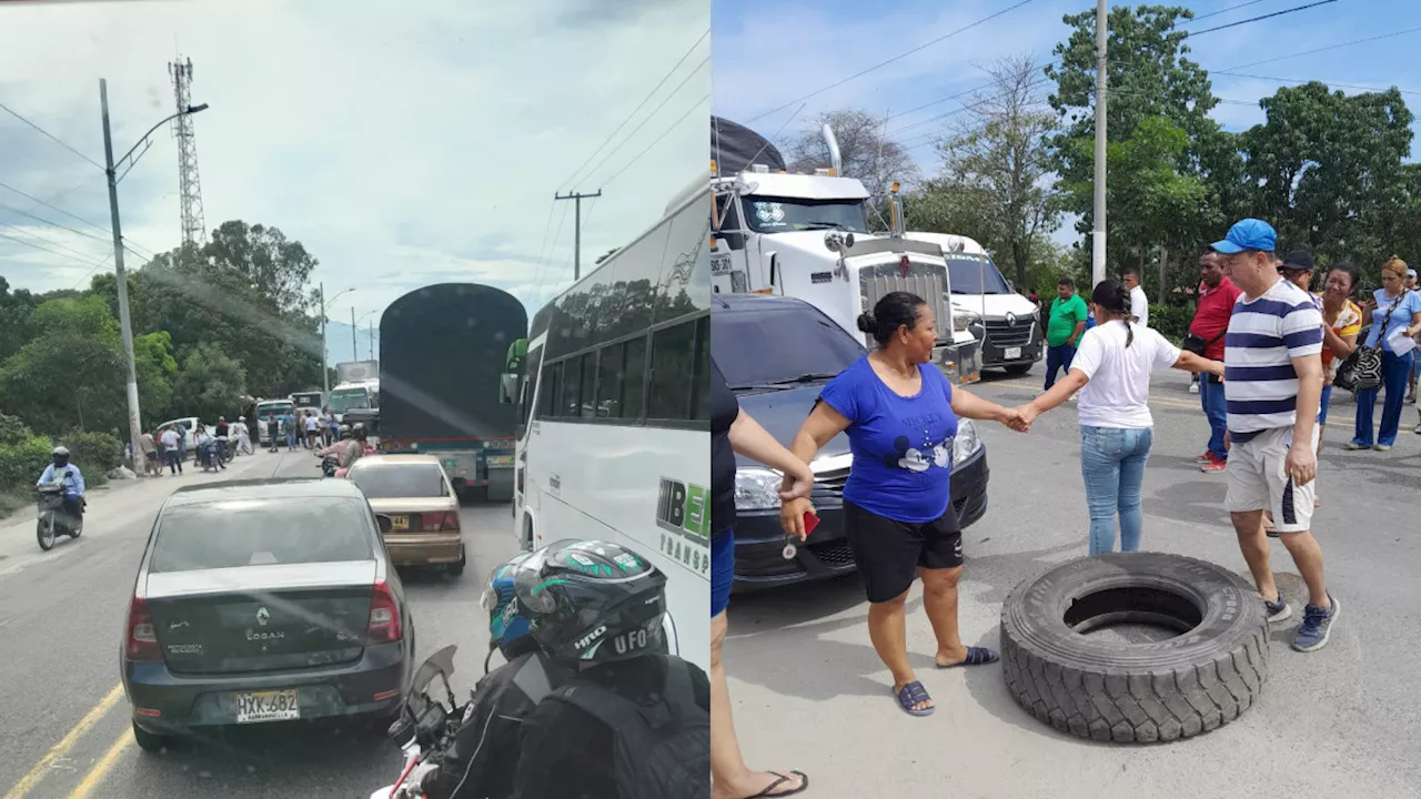 Reportan bloqueos en la vía Barranquilla - Santa Marta, a altura de Ciénaga