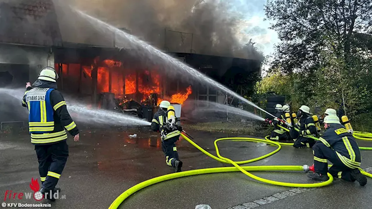 D: Großbrand in Tettnang zerstört Werkstatt und Wohnhaus