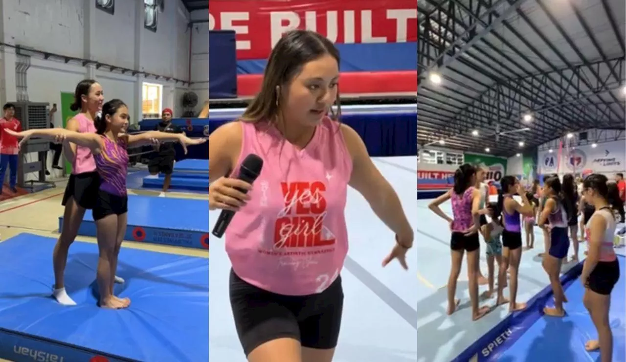 Olympic gymnasts Aleah Finnegan, Emma Malabuyo hold free gymnastics training in Manila