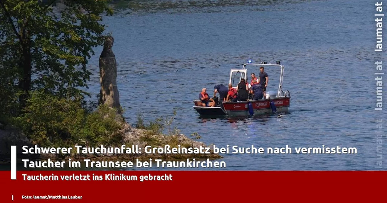 Schwerer Tauchunfall: Großeinsatz bei Suche nach vermisstem Taucher im Traunsee bei Traunkirchen