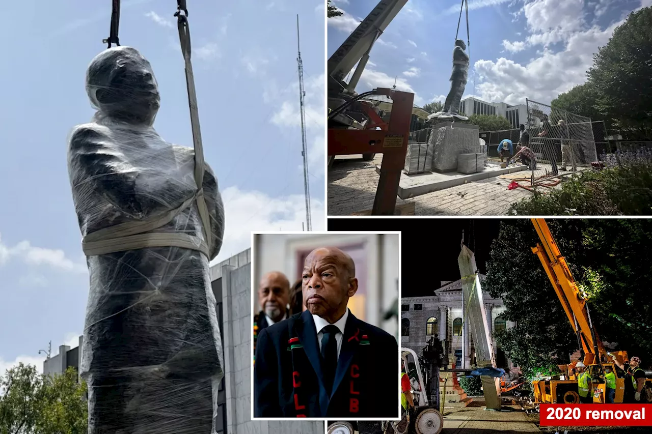 Bronze statue of John Lewis replaces more than 100-year-old Confederate monument 