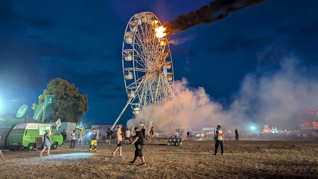 Ferris wheel catches fire at music festival in Germany - around 30 people injured