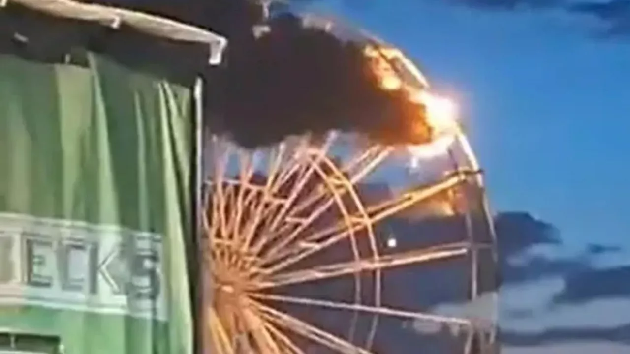 Horror as fire erupts on ferris wheel during packed Highfield Festival in Germany as several rushed to...