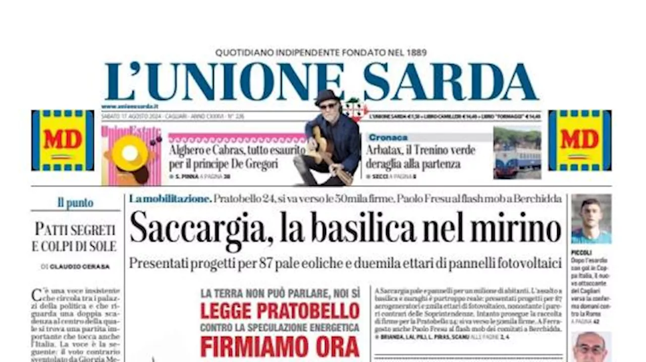 L'Unione Sarda in apertura sul Cagliari: 'Piccoli, verso la riconferma'