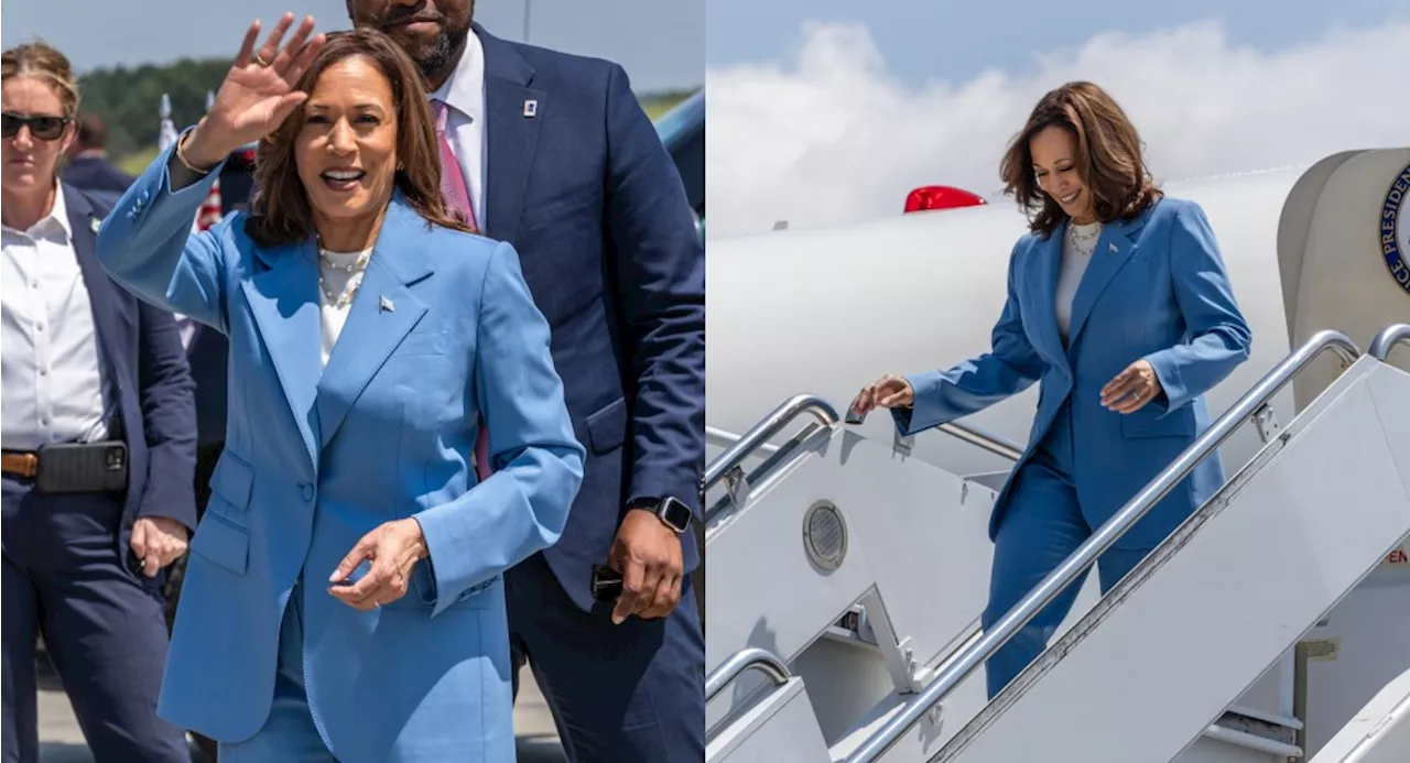 Kamala Harris Brings Back Her Blue Power Suiting Style for North Carolina Rally, Unveiling Economic Plan