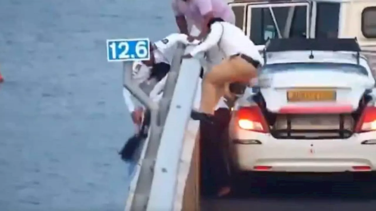 Watch: Woman Rescued From Falling Into Sea At Mumbais Atal Setu By Cab Driver