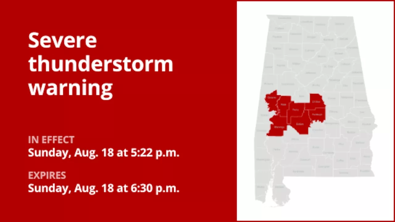 Quarter-sized hail and damaging winds predicted with thunderstorms to hit Central Alabama Sunday