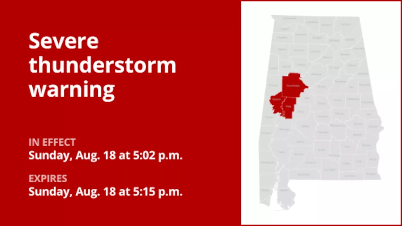 Update: Damaging winds and quarter-sized hail forecast with thunderstorms in West Central Alabama Sunday