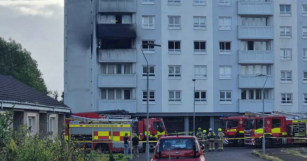 Huge blaze breaks out at Cambuslang flat block as emergency crews race to scene