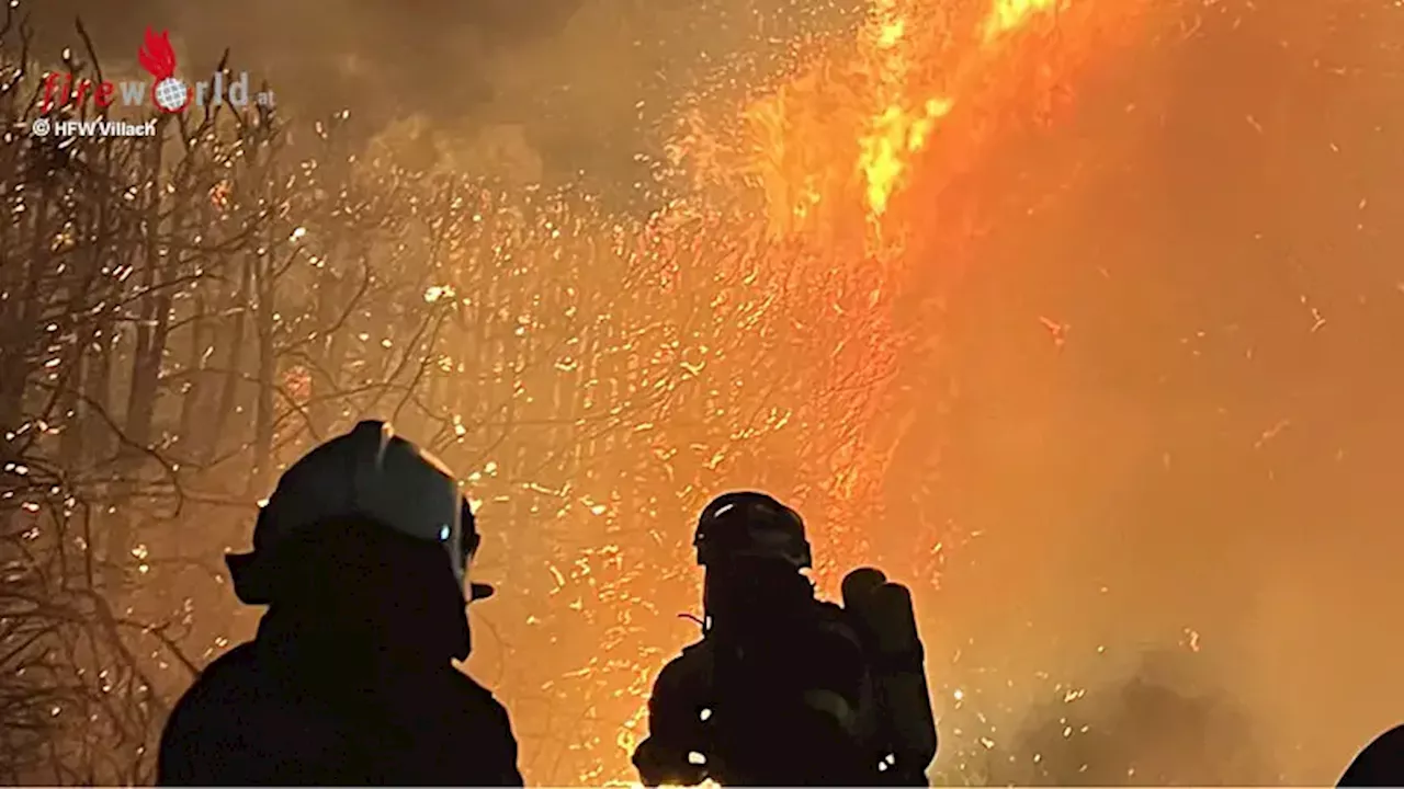 Ktn: Ausgedehnter Heckenbrand mit enormer Brandlast in Villach → Übergreifen der Flammen auf Bungalow verhindert