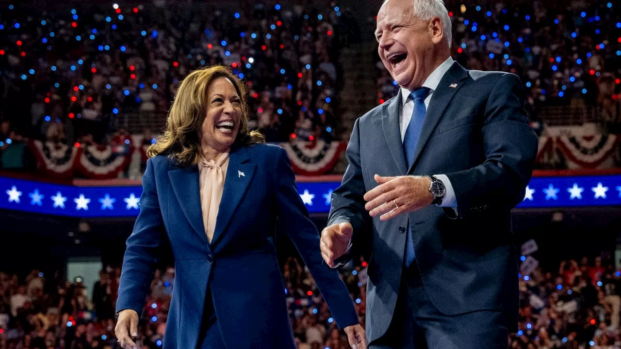 Harris and Walz make phone calls, rally volunteers on Pennsylvania bus tour before DNC in Chicago