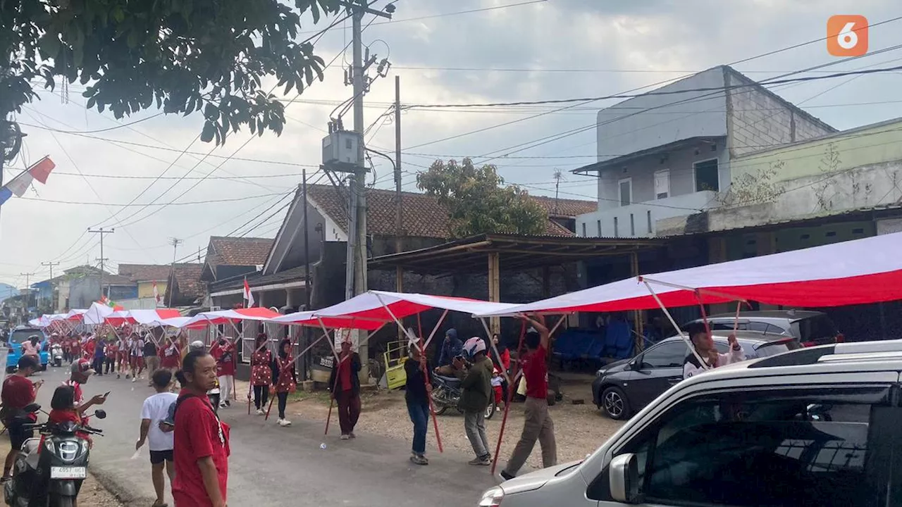 Cerita Warga Sukabumi Kibarkan Bendera Merah Putih Sepanjang 79 Meter di Hari Kemerdekaan