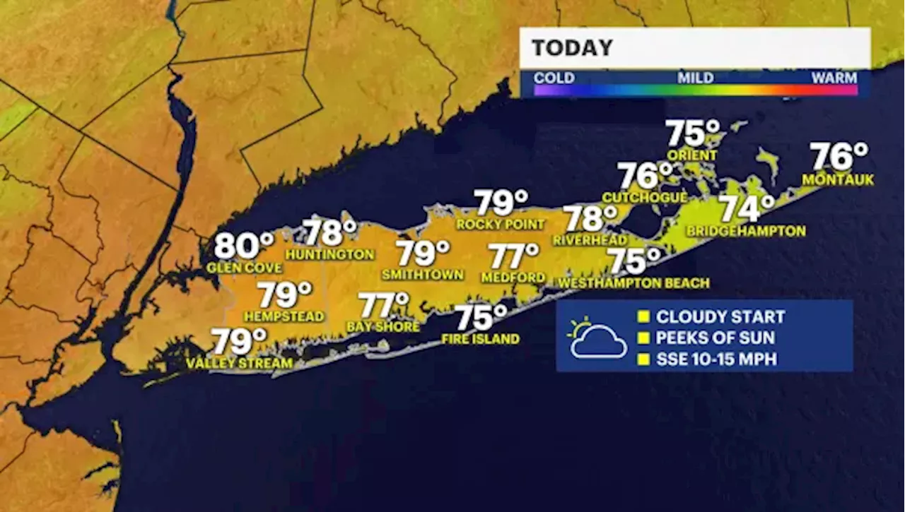 Mostly cloudy with passing downpour for Sunday on Long Island