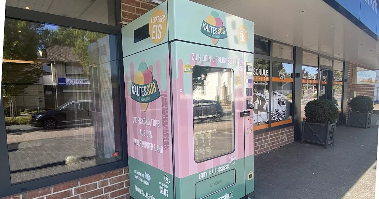 Neuer Eis-Automat vor Café im Kreis Gütersloh lockt mit ausgefallenen Eissorten