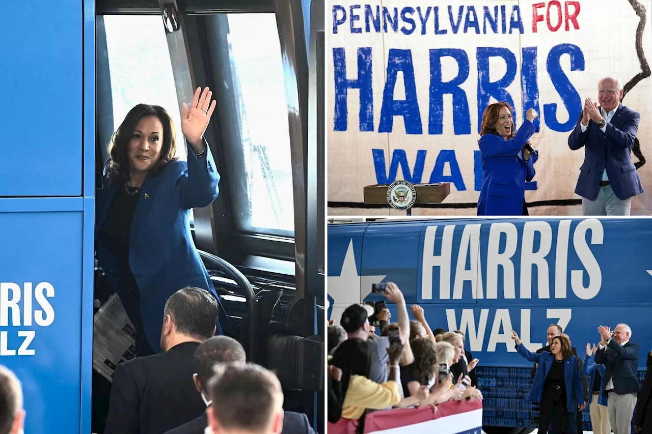 Harris and Walz take bus tour in southwestern Pennsylvania on last day of campaigning before DNC