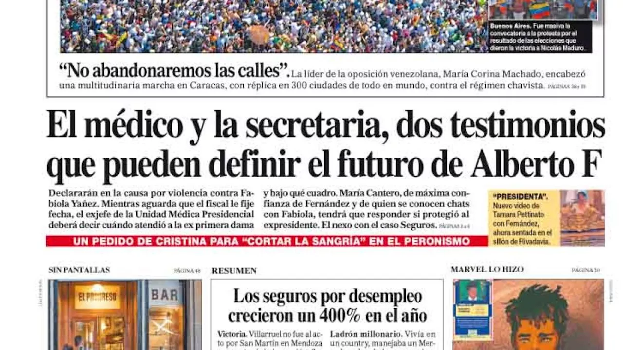 La tapa del Diario PERFIL del domingo 18 de agosto de 2024