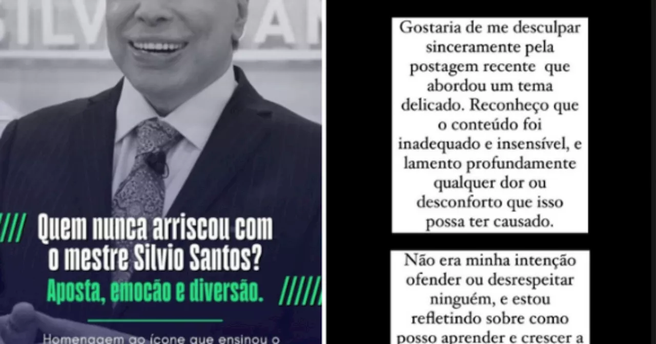 Irmã de Davi Brito pede desculpas após 'homenagear' Silvio Santos em 'publi de aposta'