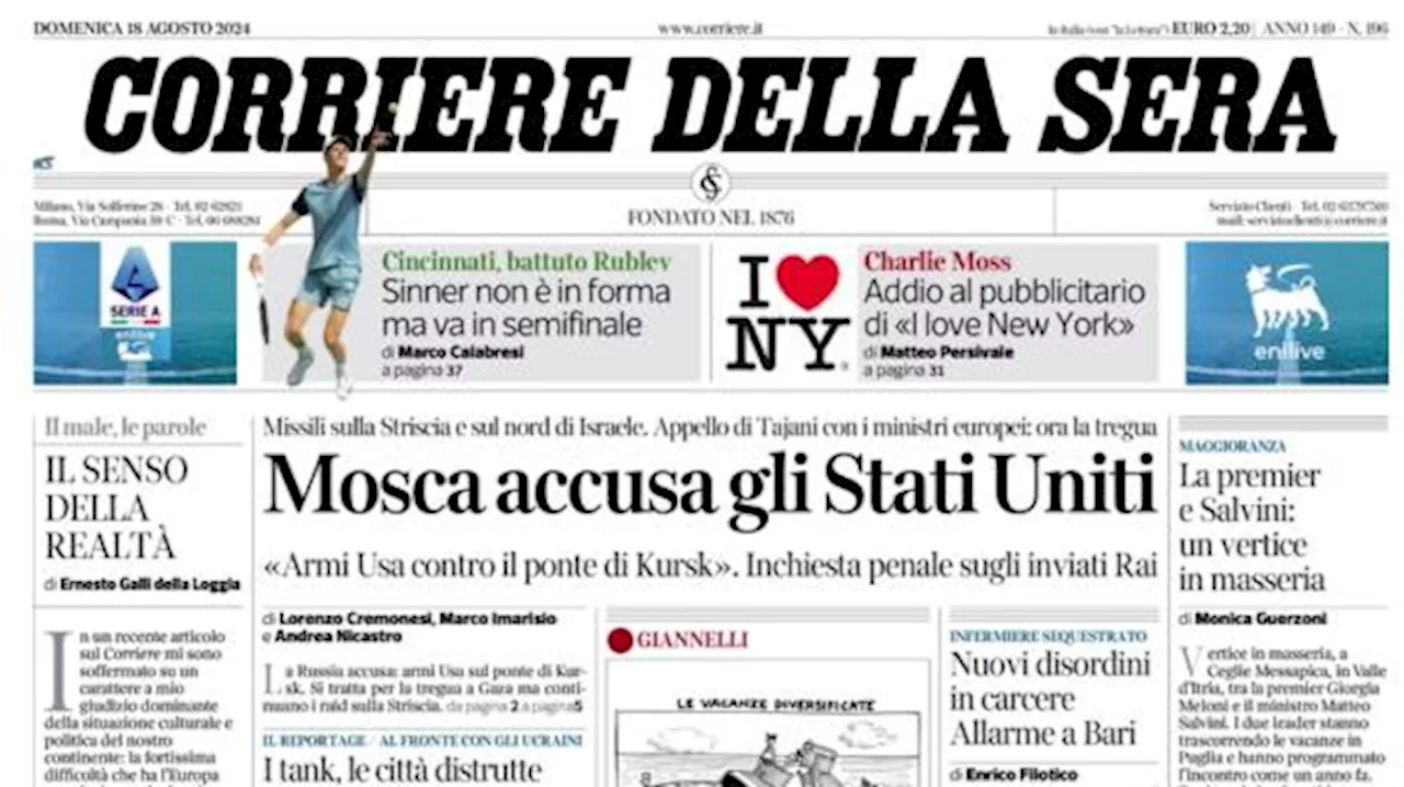 La prima pagina del Corriere della Sera: 'Inter fermata dal Genoa, il Milan riprende il Toro'