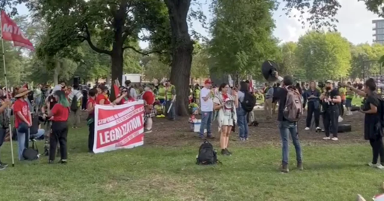 Protestors rally outside DNC against US support of Israel