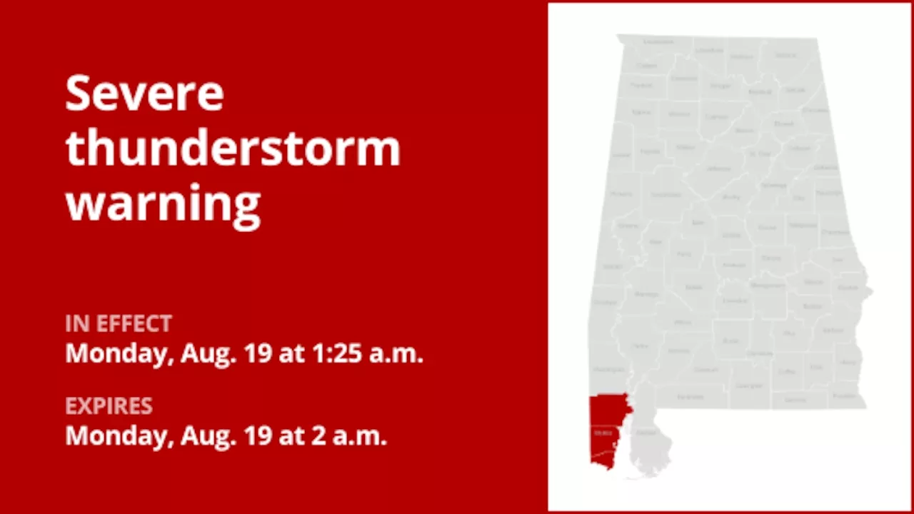 Thunderstorms with damaging winds in Mobile County Monday