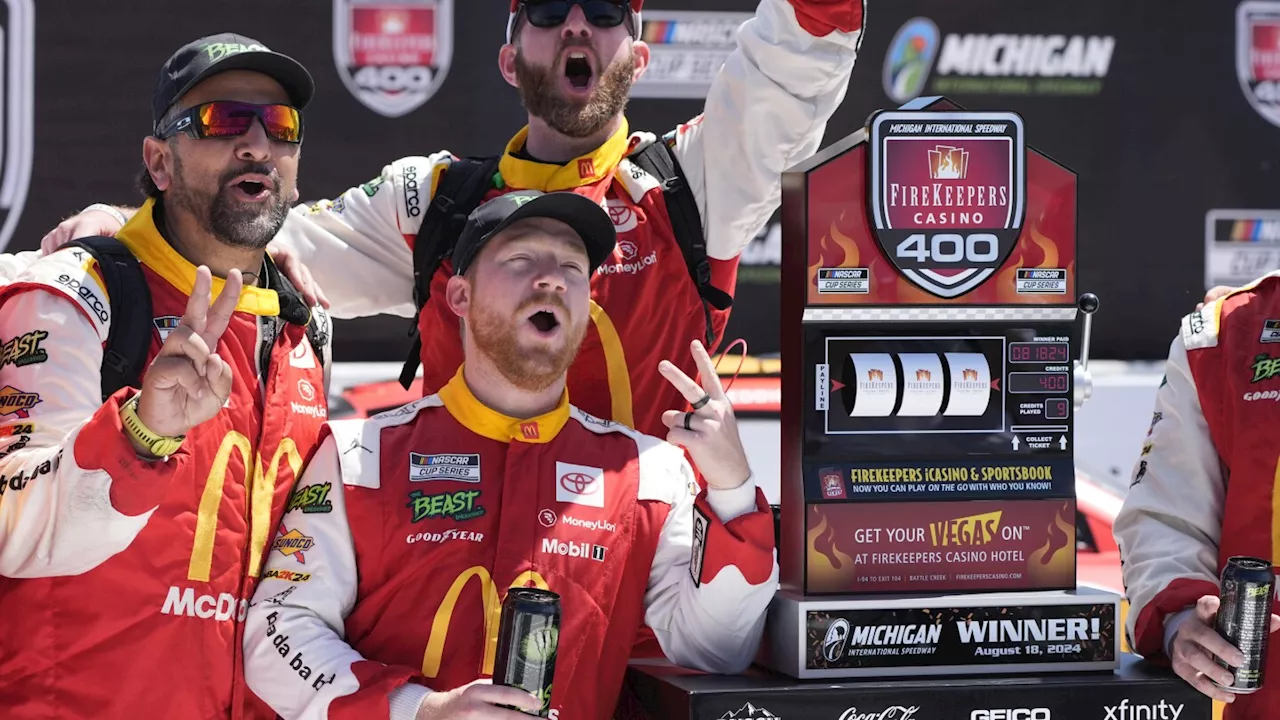 Tyler Reddick wins rain-delayed NASCAR Cup race at Michigan, his 2nd victory of 2024