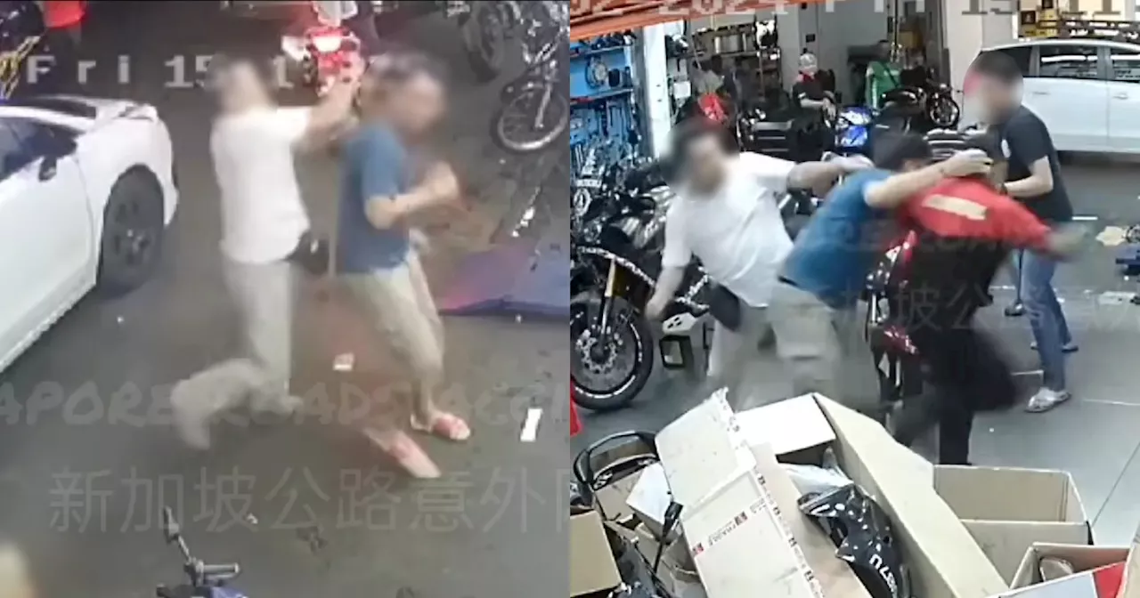 Man breaks driver's side mirror outside Jurong West bike workshop, brawl ensues