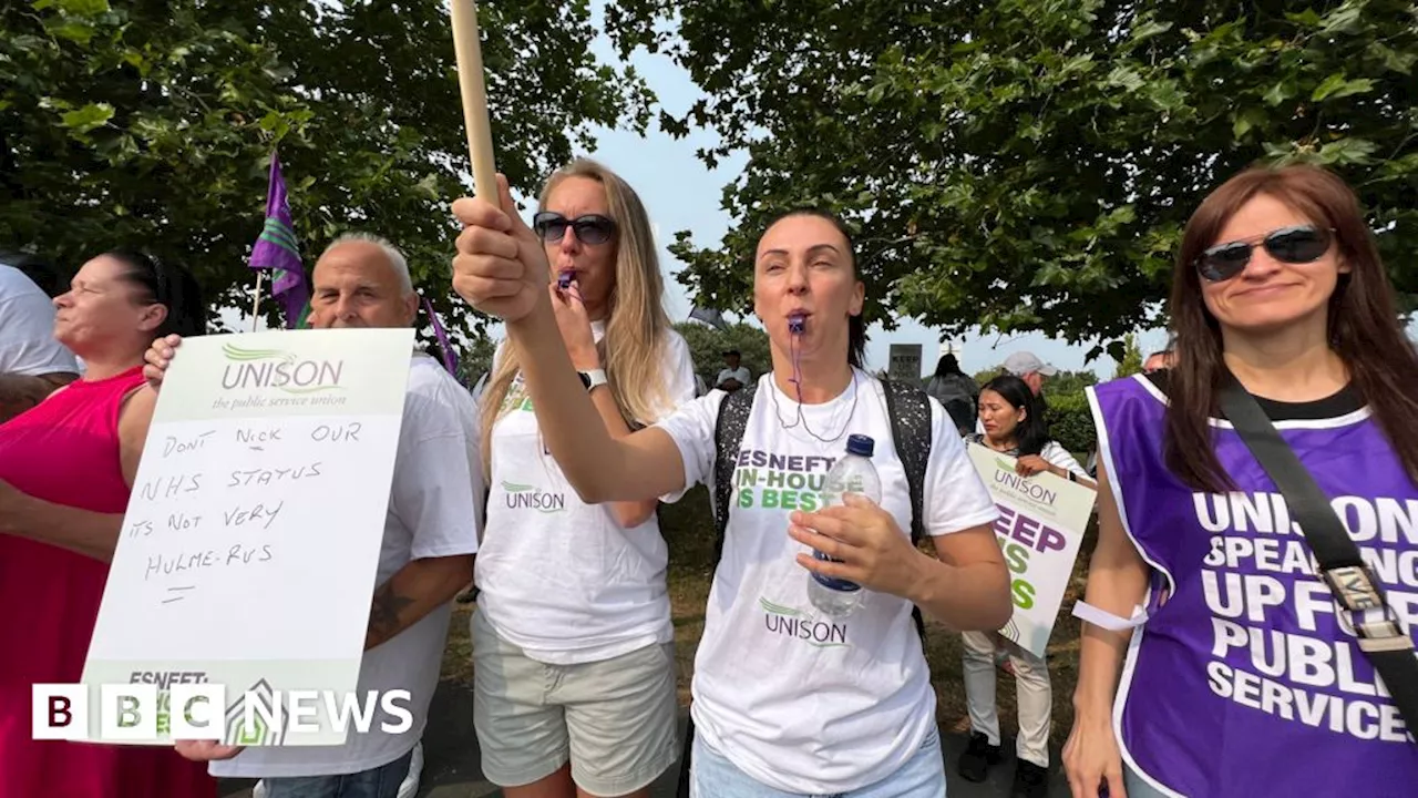 Essex and Suffolk hospital staff strike over job privatisation