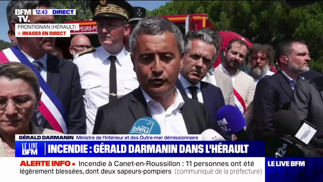 Gérald Darmanin sur l'incendie dans l'Hérault: '400 hectares ont brûlé, sur deux feux différents'