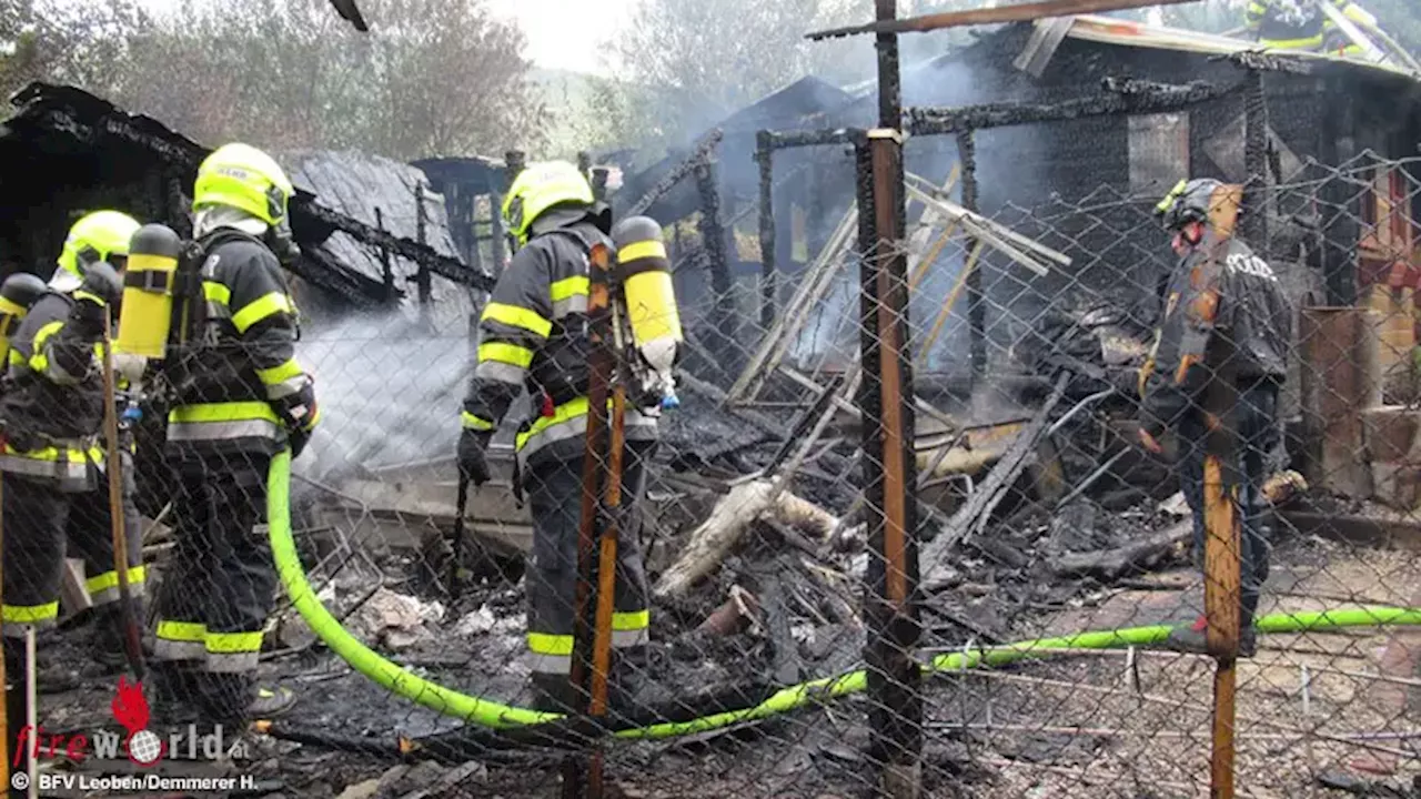 Stmk: Gartenhüttenbrand in Leoben erfasst weitere Gartenhütte