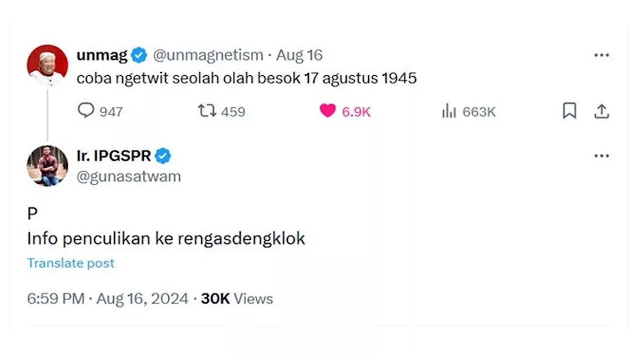 6 Cuitan Kocak Netizen Jika Indonesia Merdeka di Masa Kini, Ada-ada Saja