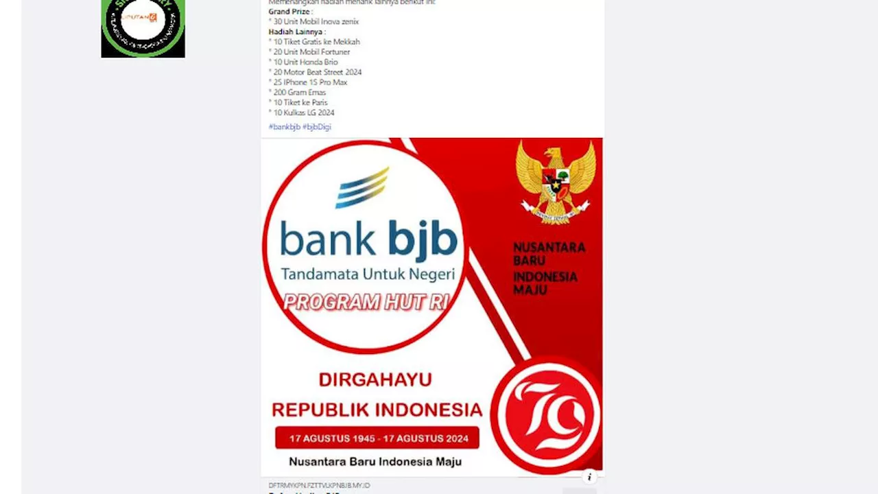 Cek Fakta: Tidak Benar Undian Bank BJB Program HUT ke-79 RI