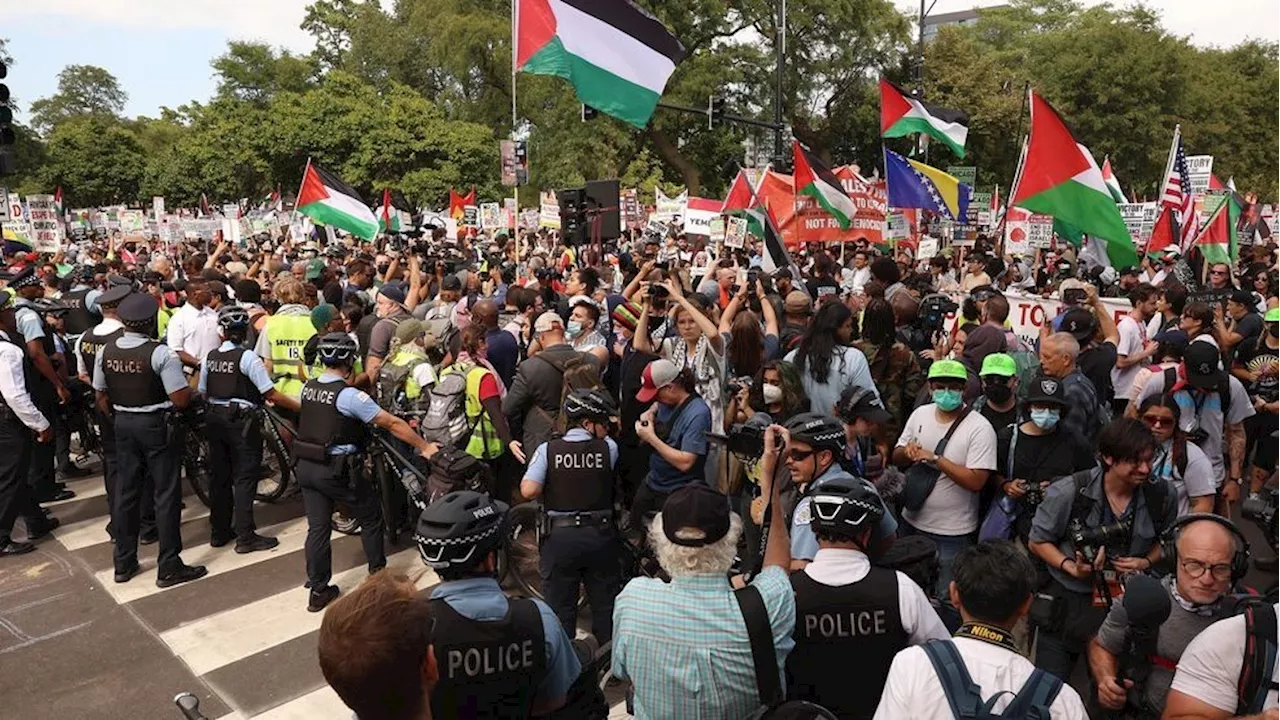 Protesters chant 'Killer Kamala' during massive march ahead of DNC