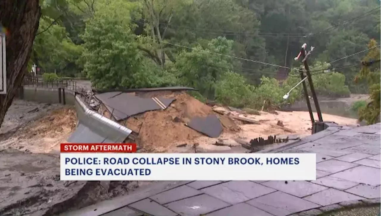 Police: Homes evacuated after road collapses in Stony Brook due to heavy overnight rain, flooding