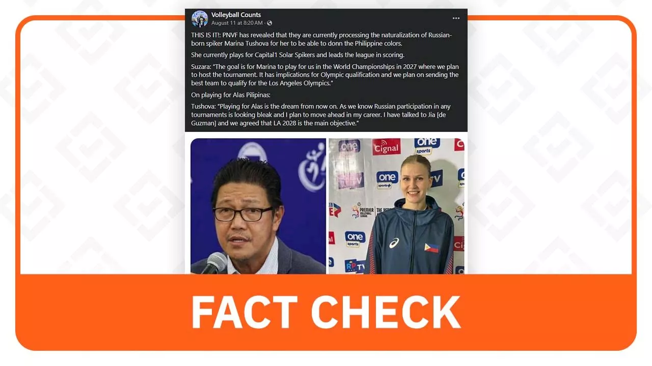 FACT CHECK: No plans from PH volleyball federation to naturalize Marina Tushova