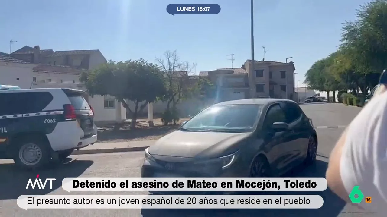 Imagen del momento de la detención del presunto asesino de Mateo en Mocejón (Toledo)