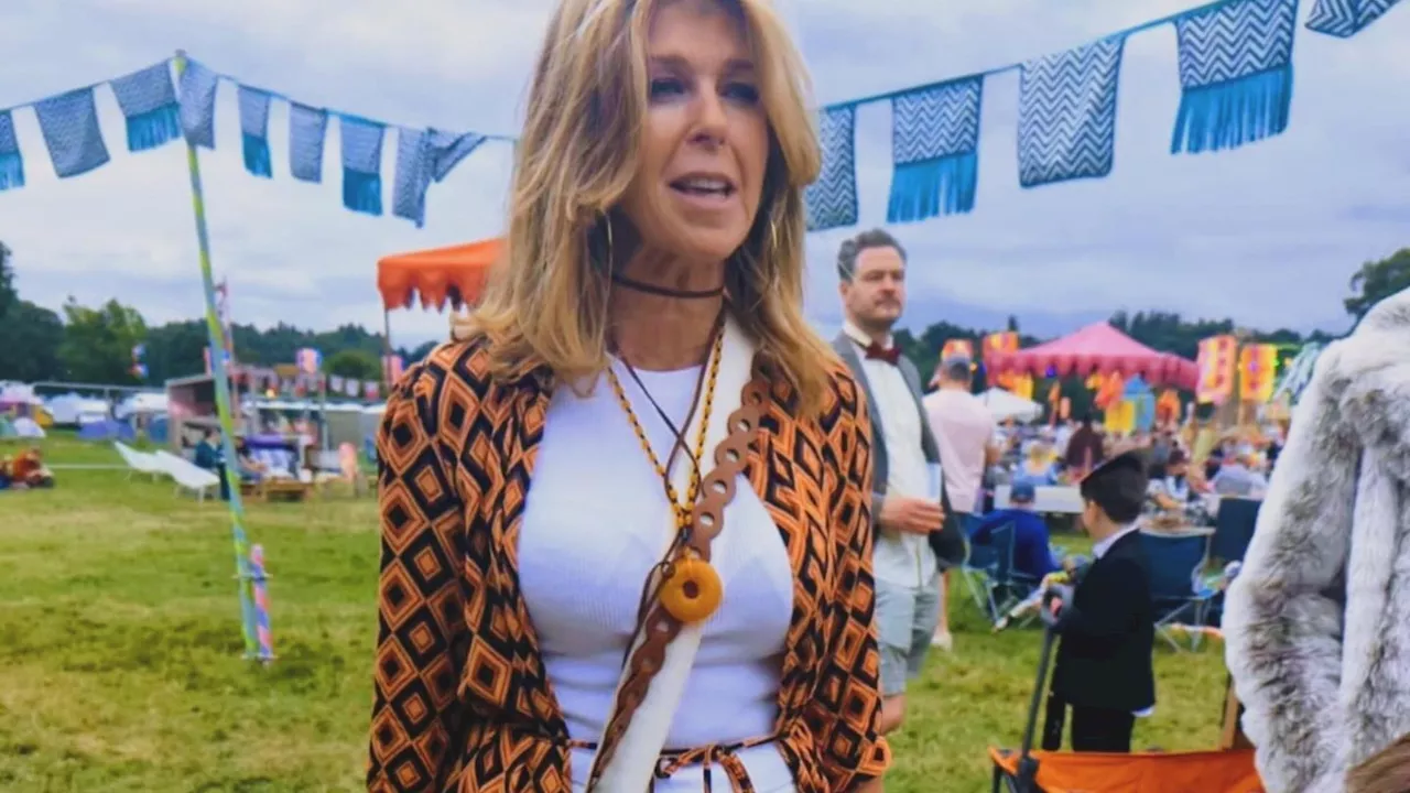 Brave Kate Garraway lets her hair down and parties with kids Billy and Darcey at Bestival...